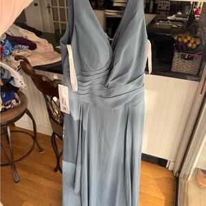 Azazie Blue Sleeveless Gown